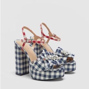 Bejeweled Fabric Platform Sandals